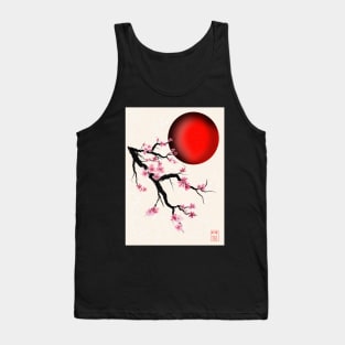 Pretty Japanese cherry blossom (sakura) and a red sun Tank Top